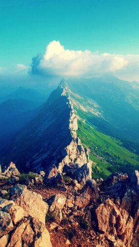 Aerial View Mountain Peak Cloud 4K & Ultra HD Mobile Wallpaper