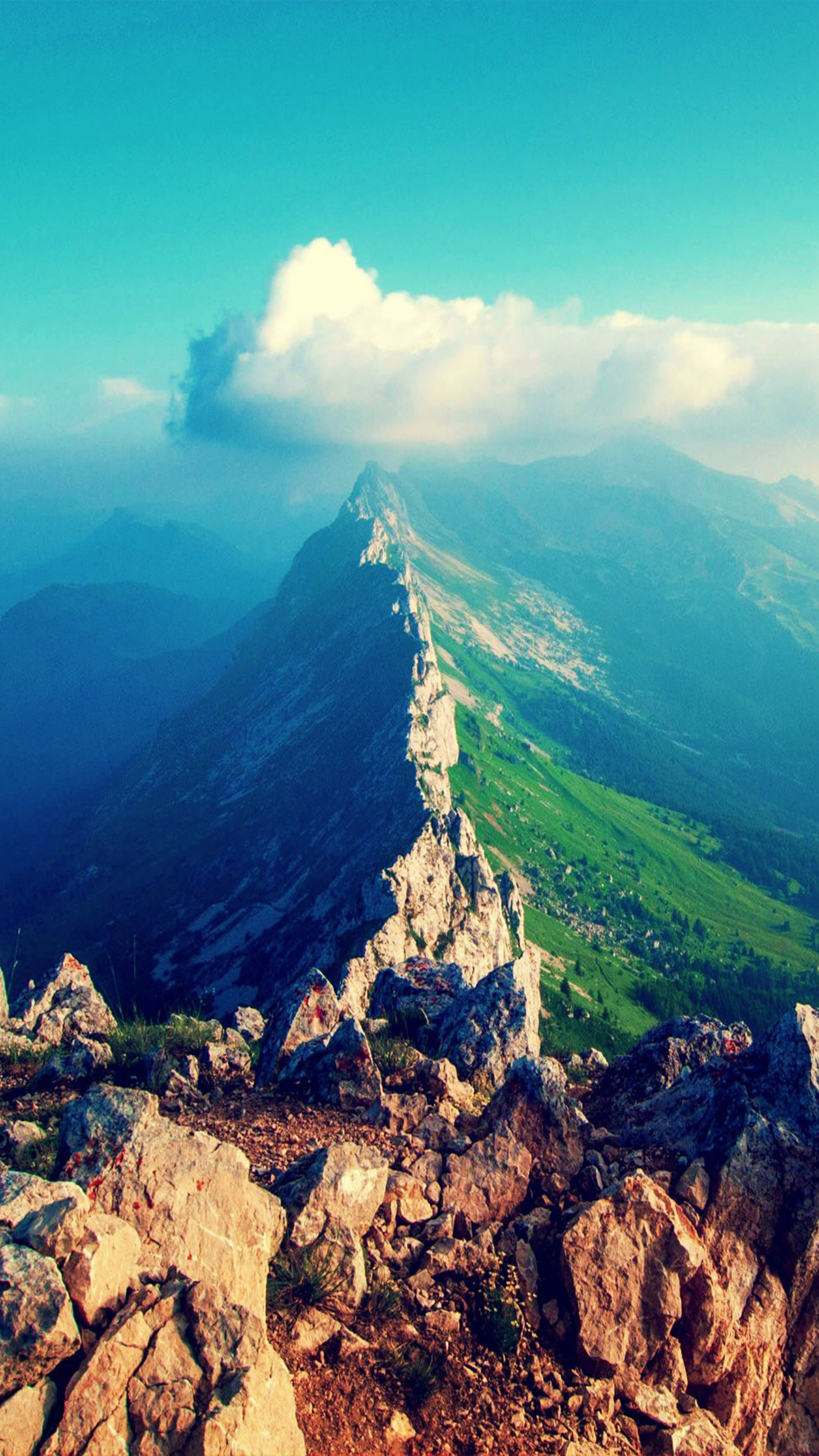 Aerial View Mountain Peak Cloud 4K Ultra HD Mobile Wallpaper