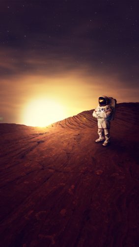 Astronaut On Planet Mars Sunset 4K And Ultra HD Mobile Wallpaper