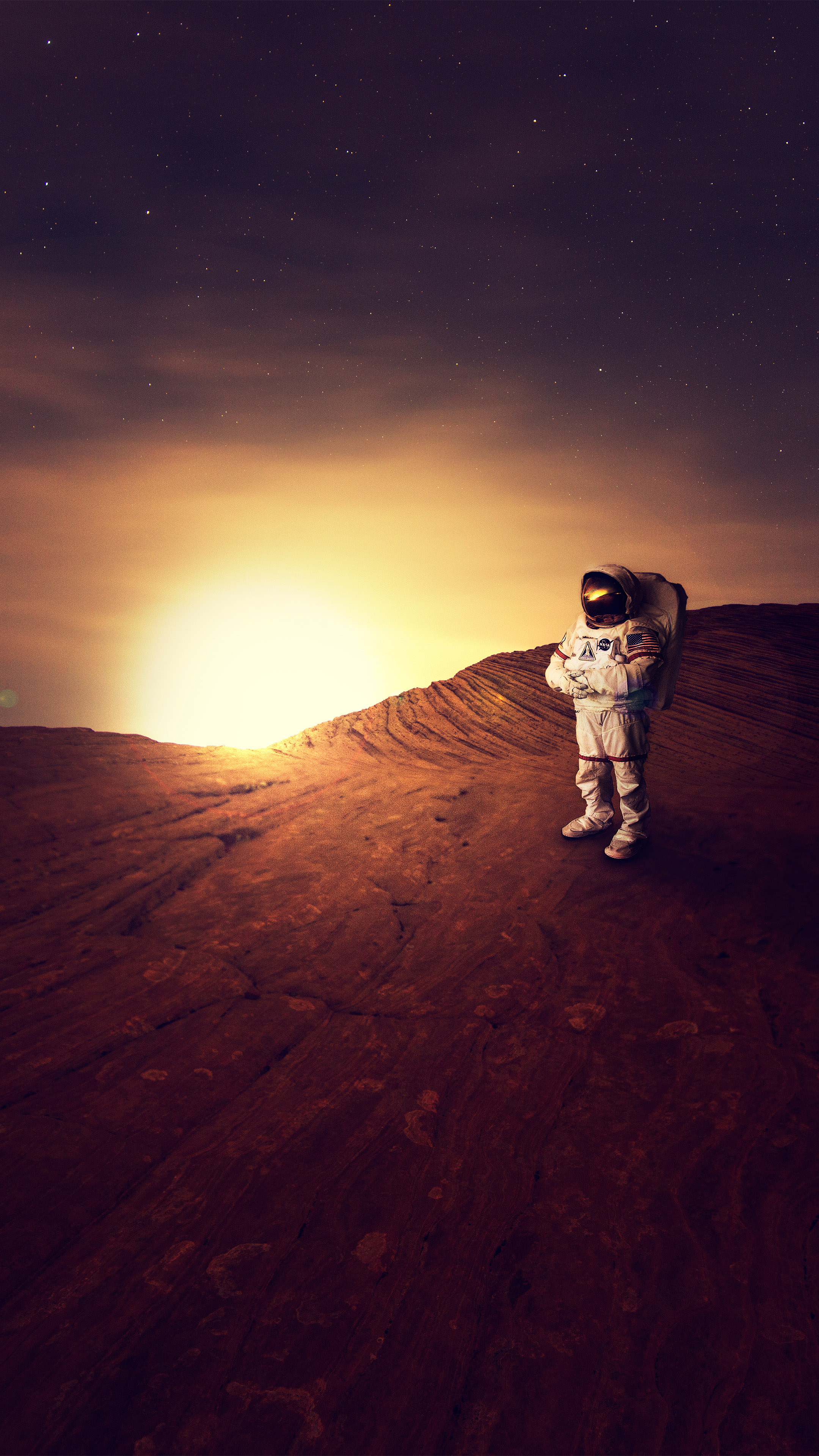 Astronaut On Planet Mars Sunset 4K Ultra HD Mobile Wallpaper