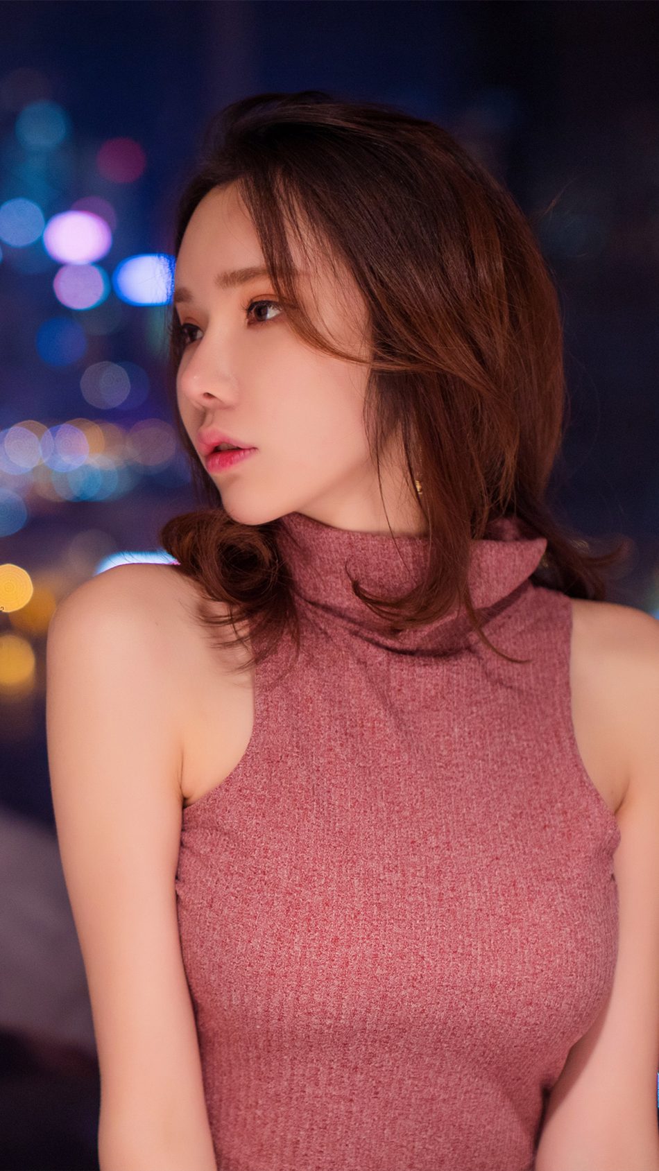 Cute Asian Girl City Background Photoshoot 4K Ultra HD Mobile Wallpaper
