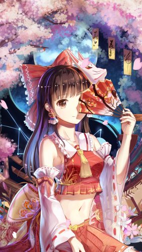 Reimu Hakurei Anime Girl 4K & Ultra HD Mobile Wallpaper