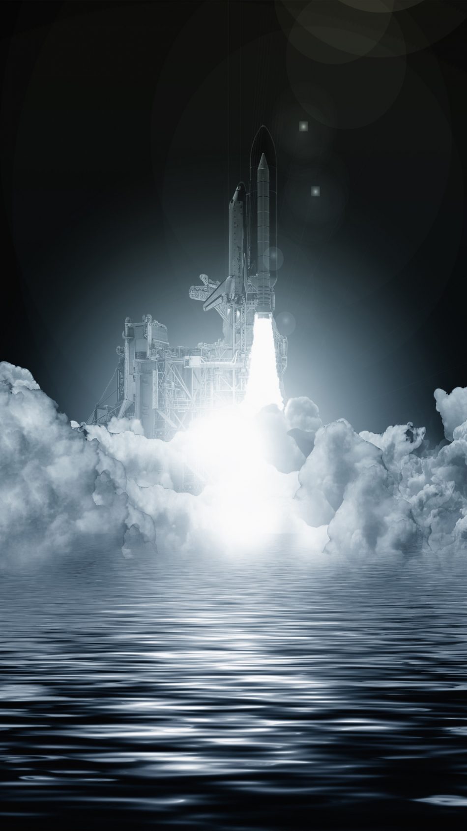 Space Shuttle Launch Clouds Seascape 4K Ultra HD Mobile Wallpaper