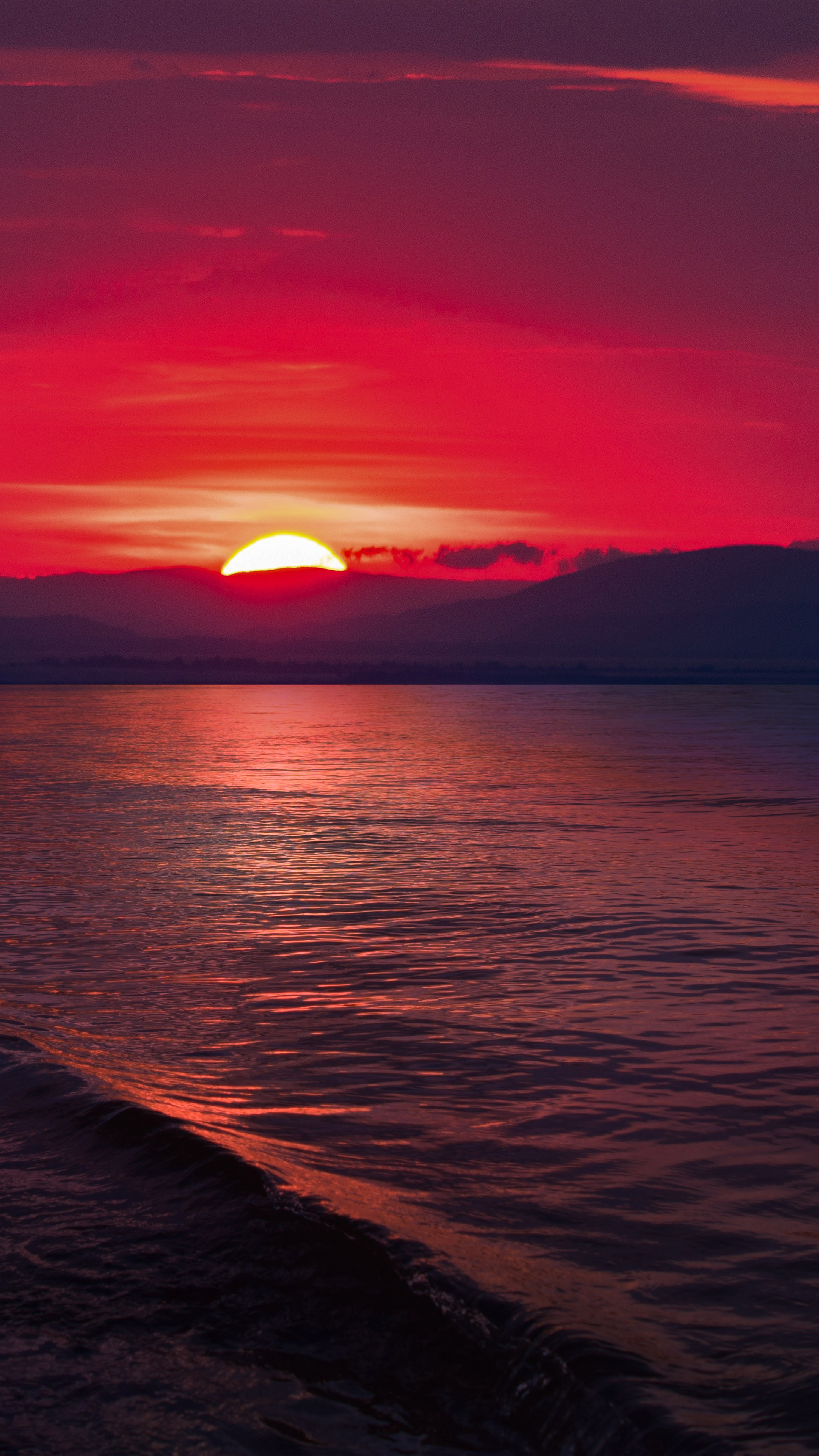 Sunset Sea Hills 4K Ultra HD Mobile Wallpaper