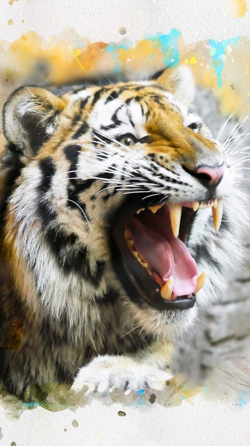 Tiger Splash Oil Paint 4K Ultra HD Mobile Wallpaper