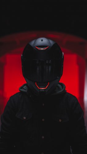 Biker Helmet Red Light 4K Ultra HD Mobile Wallpaper