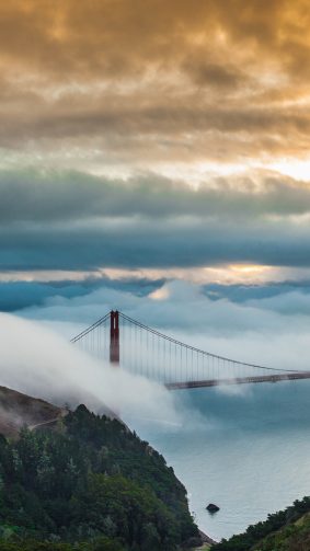 Golden Gate Bridge San Francisco Fog Morning 4K Ultra HD Mobile Wallpaper
