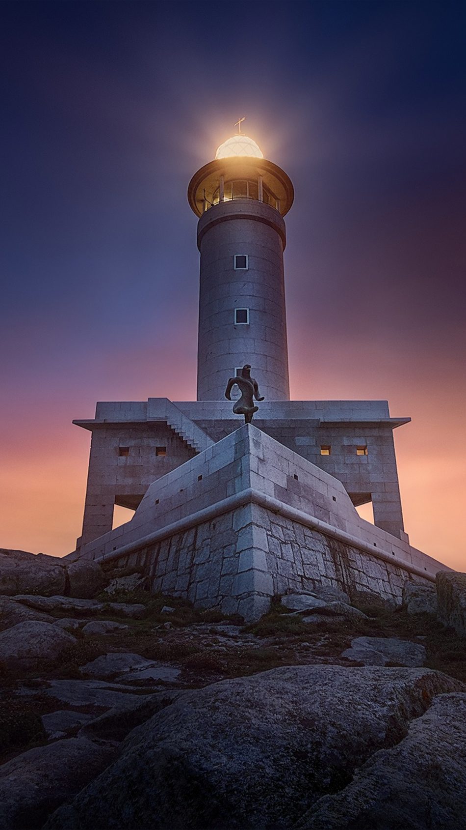 Lighthouse Rock Sunset 4K Ultra HD Mobile Wallpaper