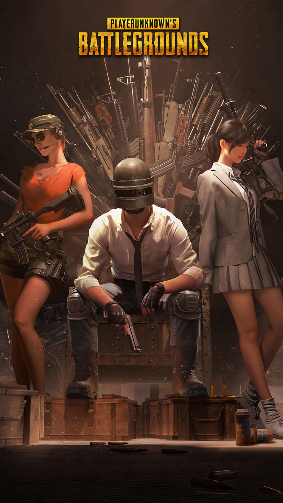 PUBG Helmet Guy With Girls Playerunknown's Battlegrounds 4K Ultra HD Mobile Wallpaper