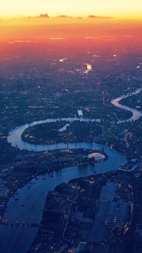 London Cityscape Sunset River Aerial View 4K Ultra HD Mobile Wallpaper