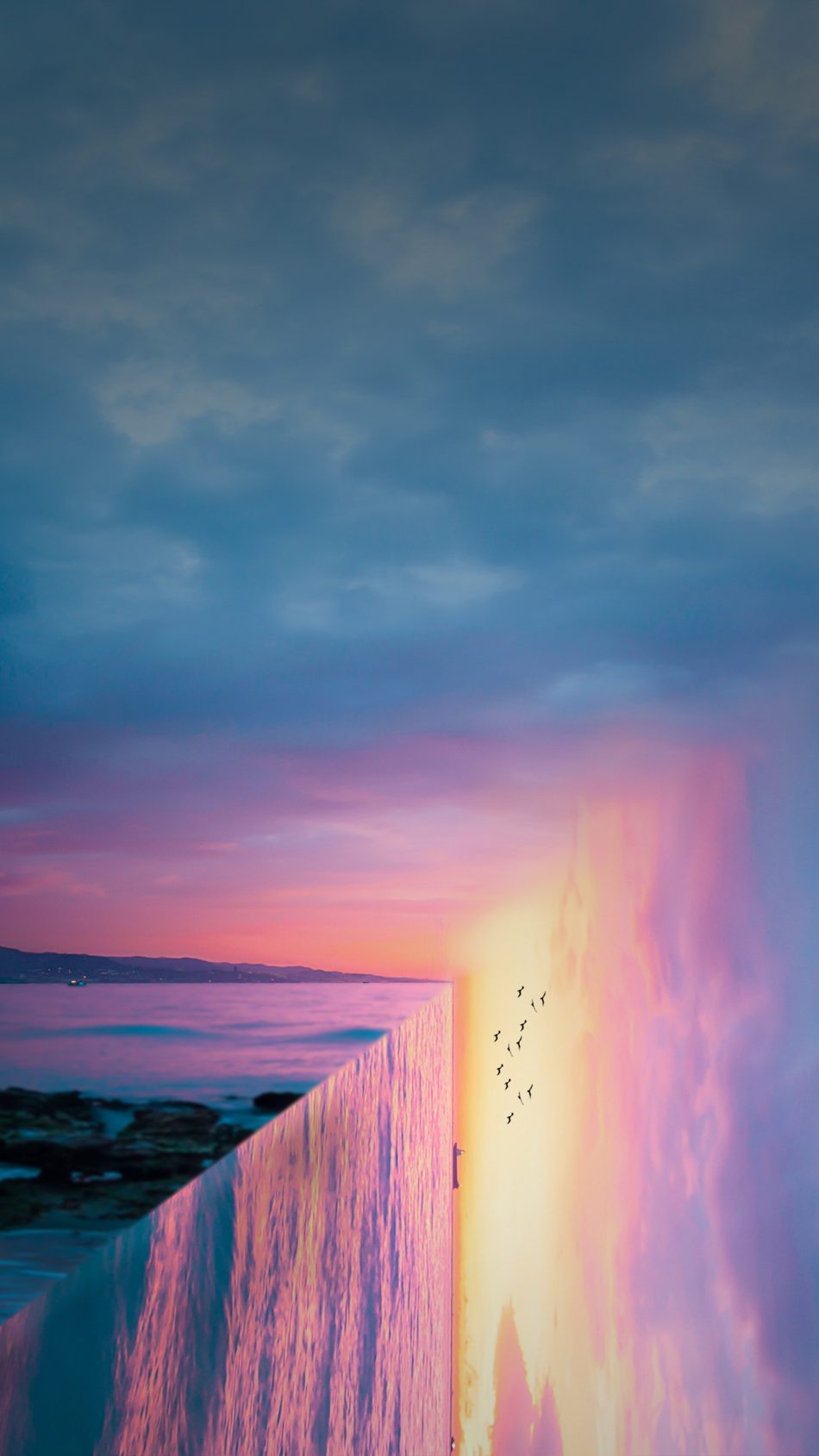 Sunset Sea Reflection Art 4K Ultra HD Mobile Wallpaper
