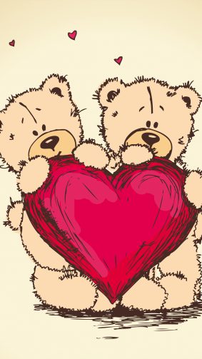 Heart Teddy Bears Valentine's Day Art 4K Ultra HD Mobile Wallpaper