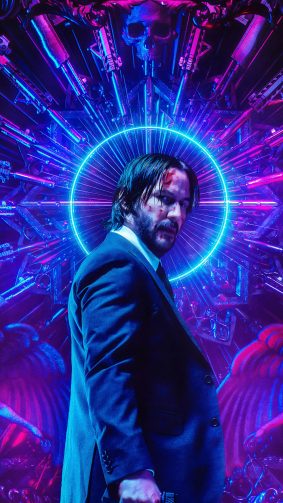 Keanu Reeves Neon John Wick Chapter 3 Parabellum 4K Ultra HD Mobile Wallpaper