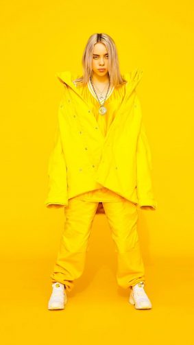 Billie Eilish Yellow Background 4K Ultra HD Mobile Wallpaper