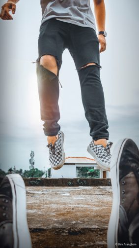 Man On Air Jump Sneakers Photography 4K Ultra HD Mobile Wallpaper