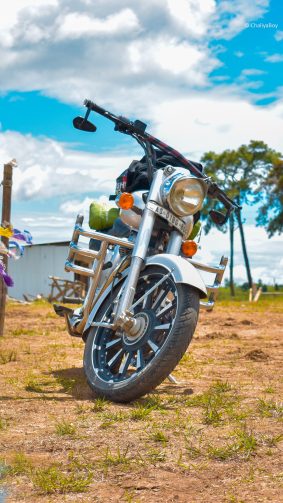 Royal Enfield Blue Sky Clouds Traveler 4K Ultra HD Mobile Wallpaper