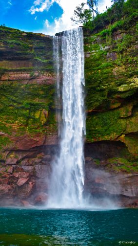 Waterfall Green Water Blue Sky 4K Ultra HD Mobile Wallpaper