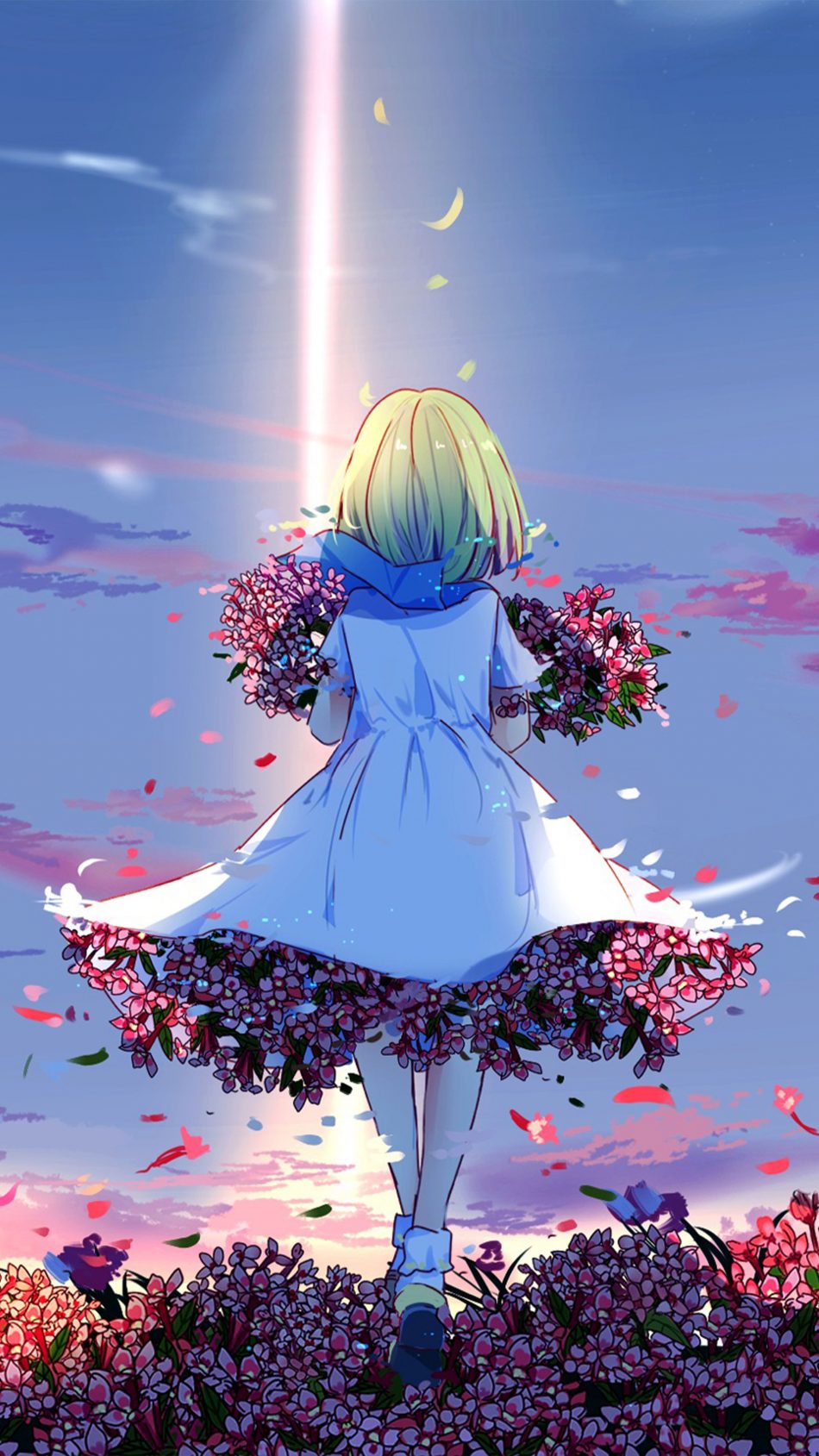 Anime Girl Spring Flowers Free 4k Ultra Hd Mobile Wallpaper