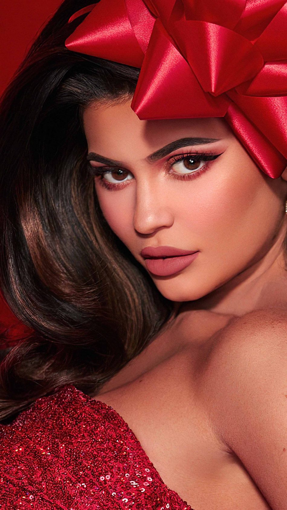 Kylie Jenner In Red Dress 4K Ultra HD Mobile Wallpaper