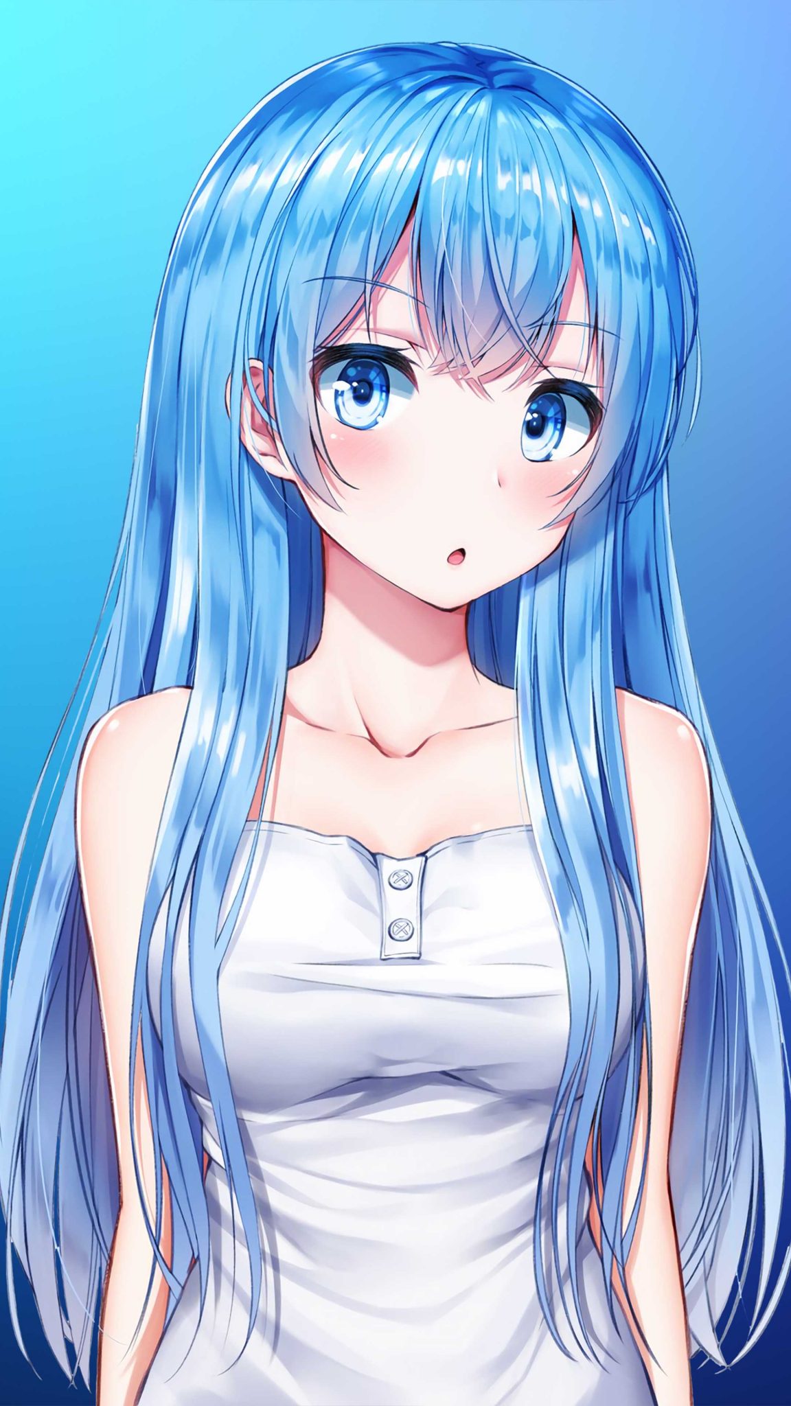 Anime Girl Blue Hair Blue Eye 4k Ultra Hd Mobile Wallpaper 