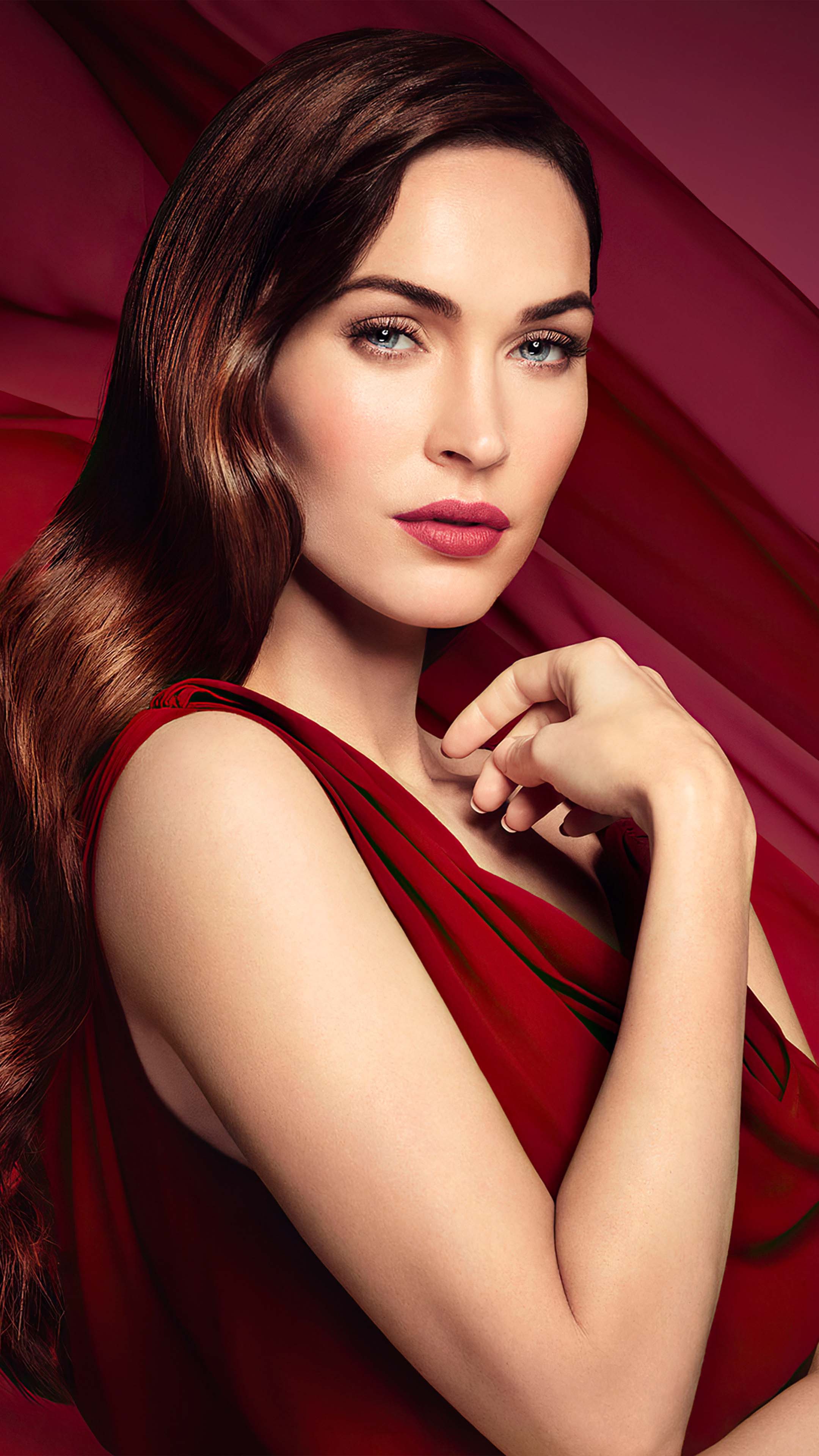 Gorgeous Megan Fox In Red Dress 4K Ultra HD Mobile Wallpaper