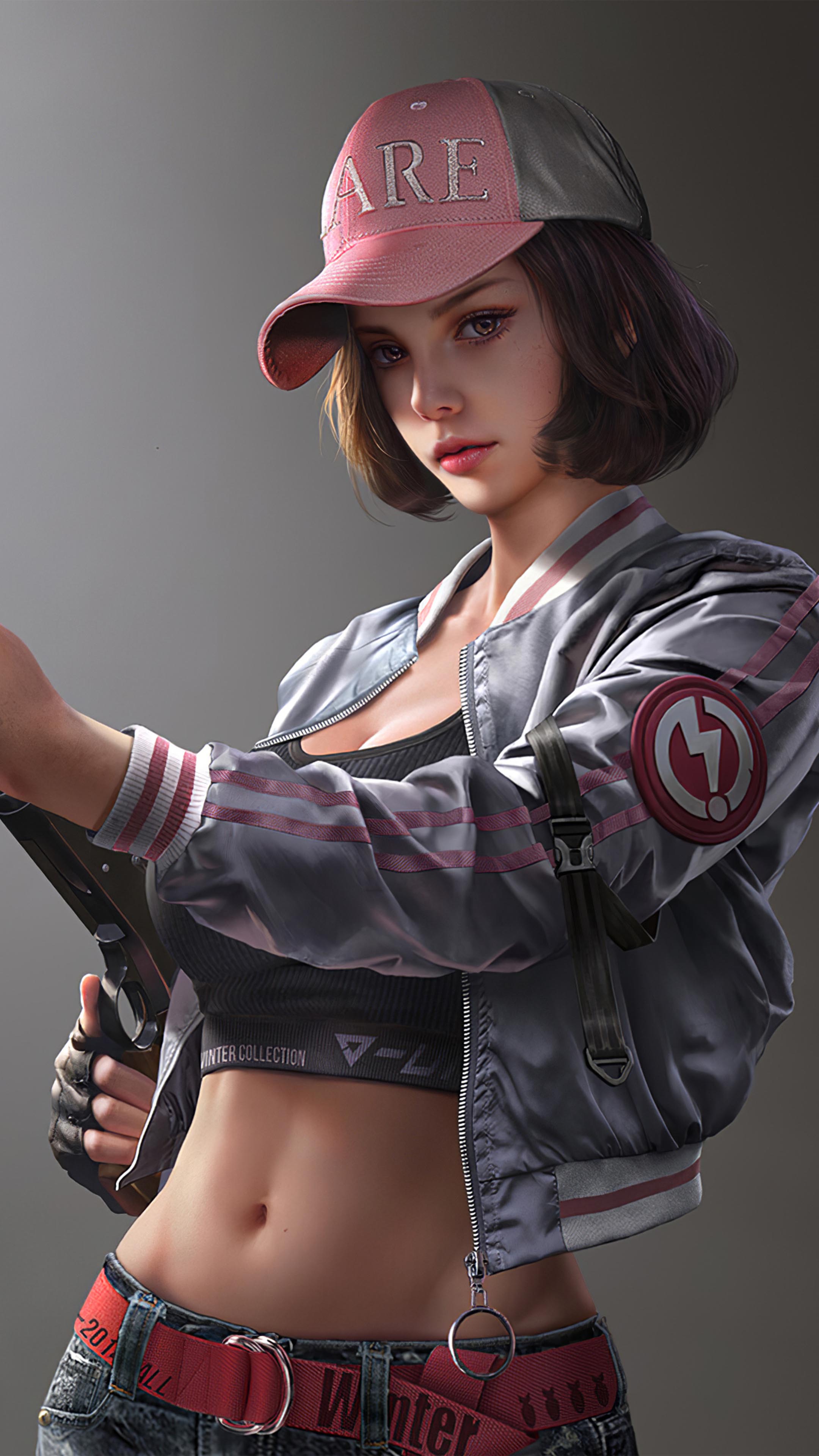 PUBG Girl Winter Cap Gun 4K Ultra HD Mobile Wallpaper