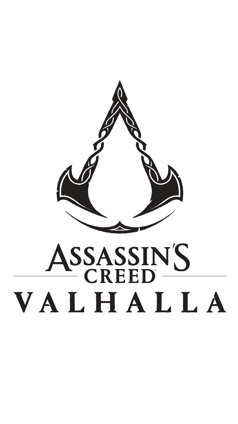 Assassin's Creed Valhalla Logo White Background 4K Ultra HD Mobile Wallpaper