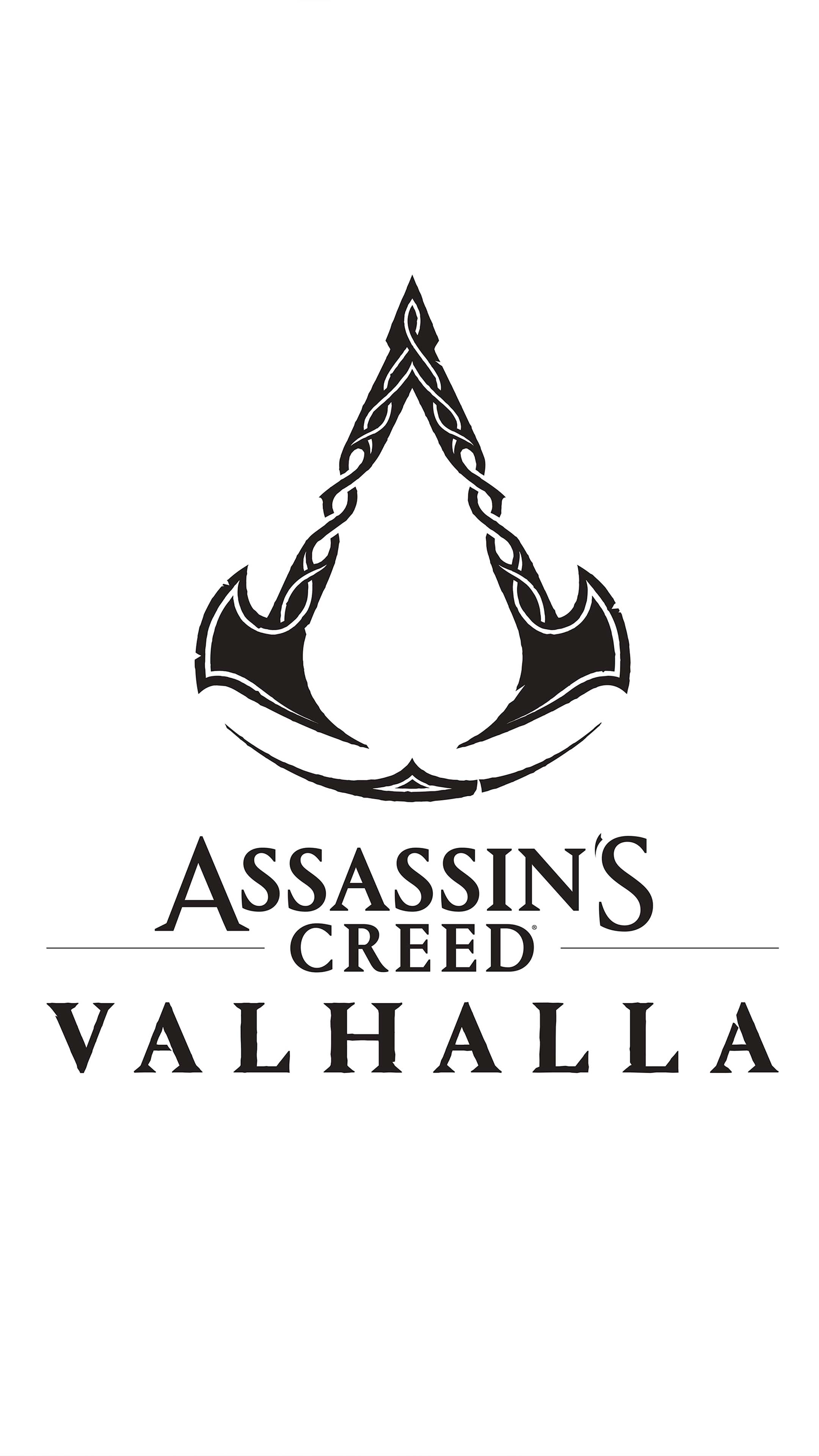 Assassin's Creed Valhalla Logo White Background 4K Ultra HD Mobile
