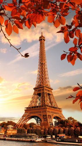 Eiffel Tower Autumn Sunset 4K Ultra HD Mobile Wallpaper