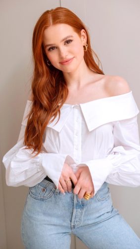 Madelaine Petsch Cute Smile In White Dress 4K Ultra HD Mobile Wallpaper