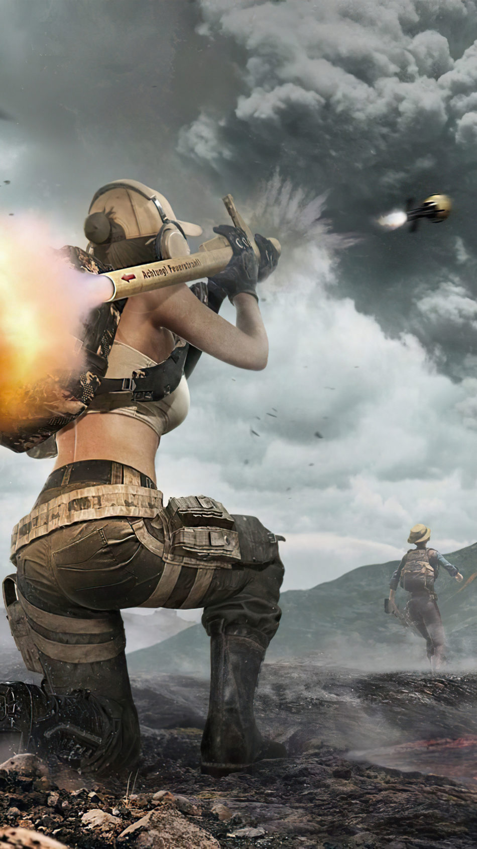 PUBG Girl Rocket Fire 4K Ultra HD Mobile Wallpaper