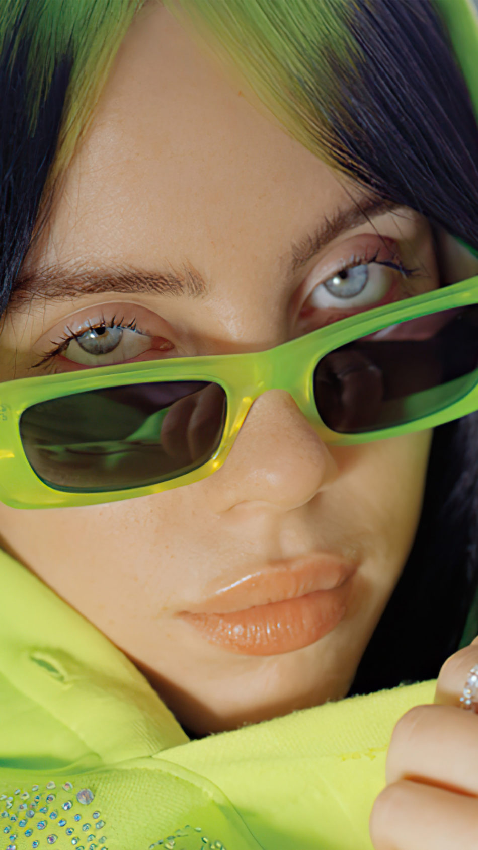 Billie Eilish Hoodie Green Sunglasses 4K Ultra HD Mobile Wallpaper