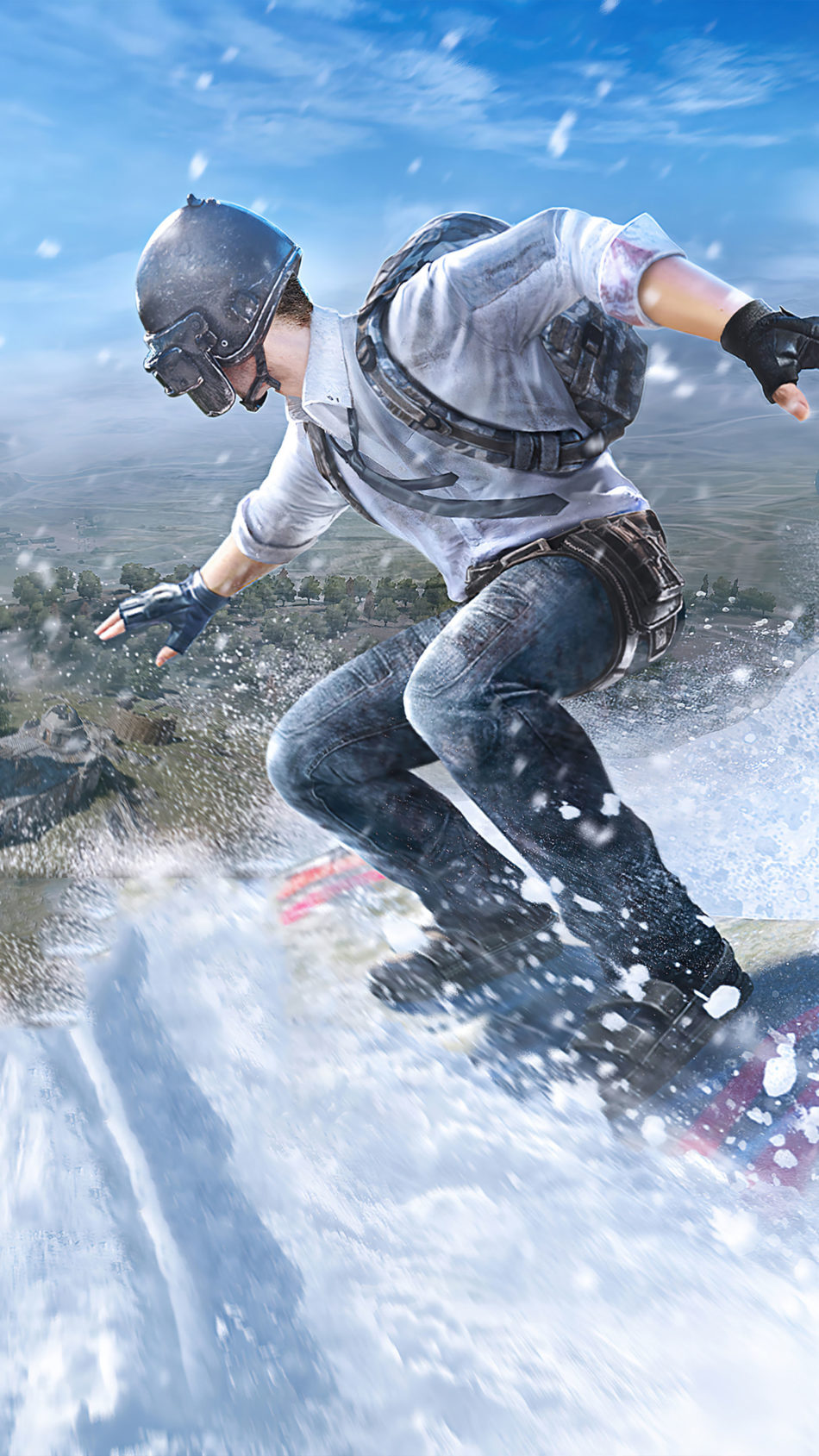 PUBG Helmet Guy Snowboard Winter 4K Ultra HD Mobile Wallpaper
