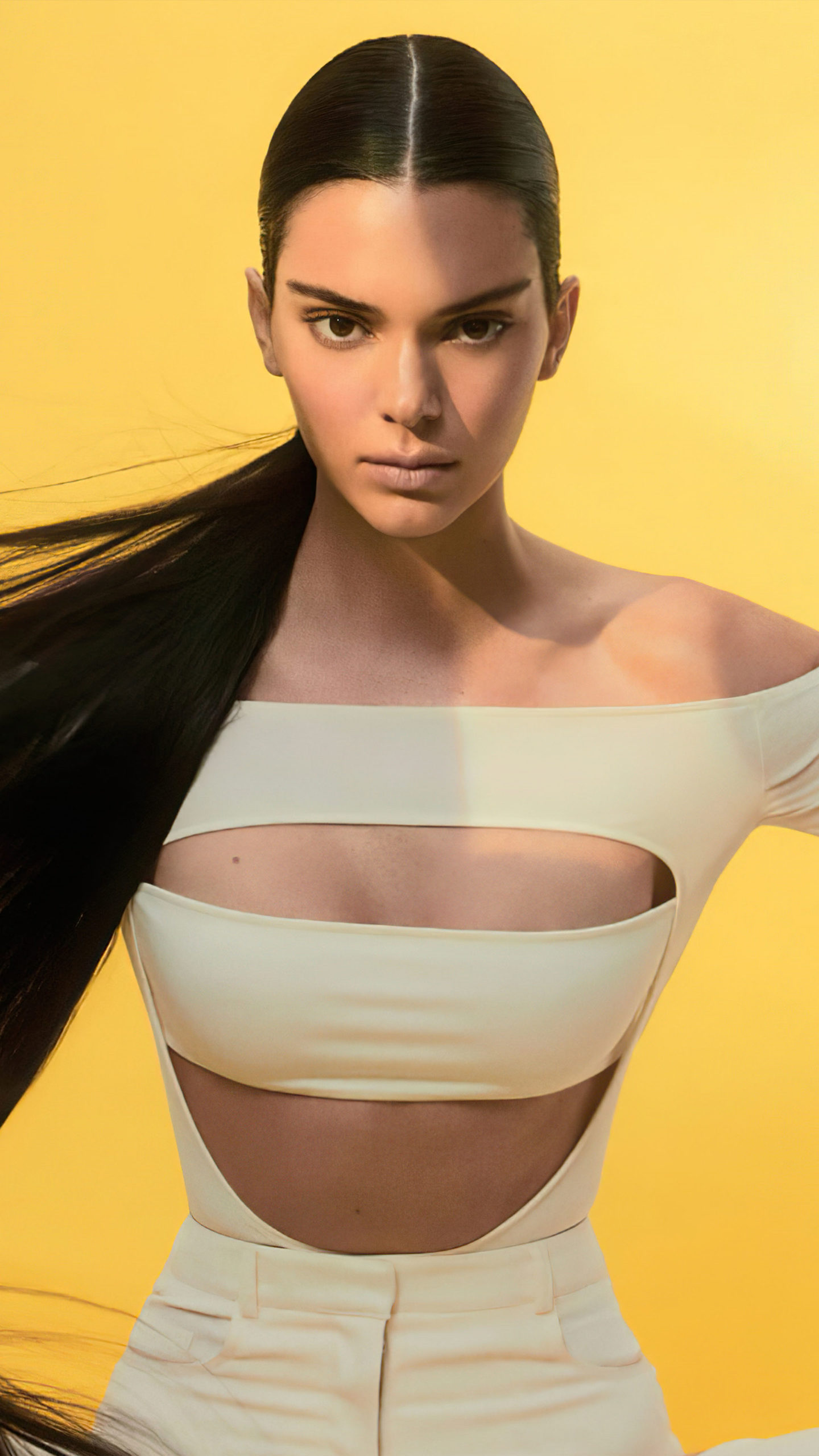 Kendall Jenner Vogue Photoshoot Yellow Background 4K Ultra HD Mobile  Wallpaper