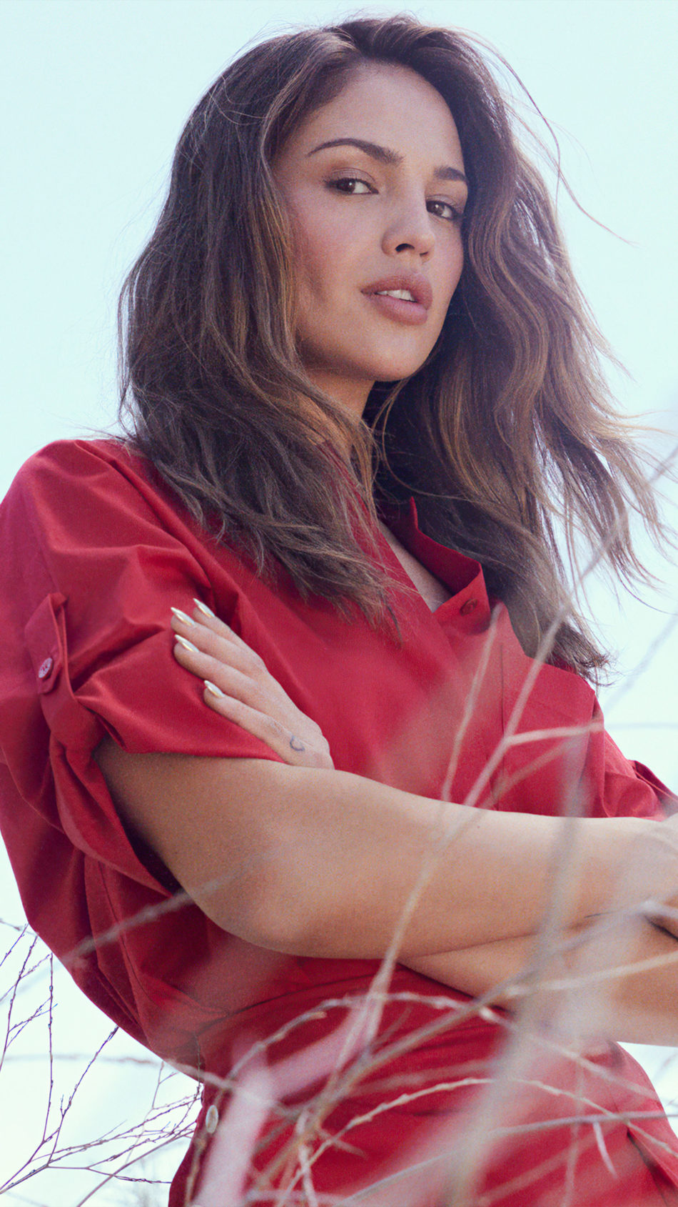 Eiza Gonzalez In Red Dress Outdoor Photoshoot 4K Ultra HD Mobile Wallpaper