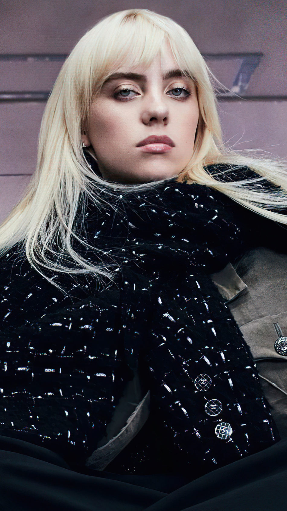 Billie Eilish In Black Dress Vogue Photoshoot 4K Ultra HD Mobile Wallpaper