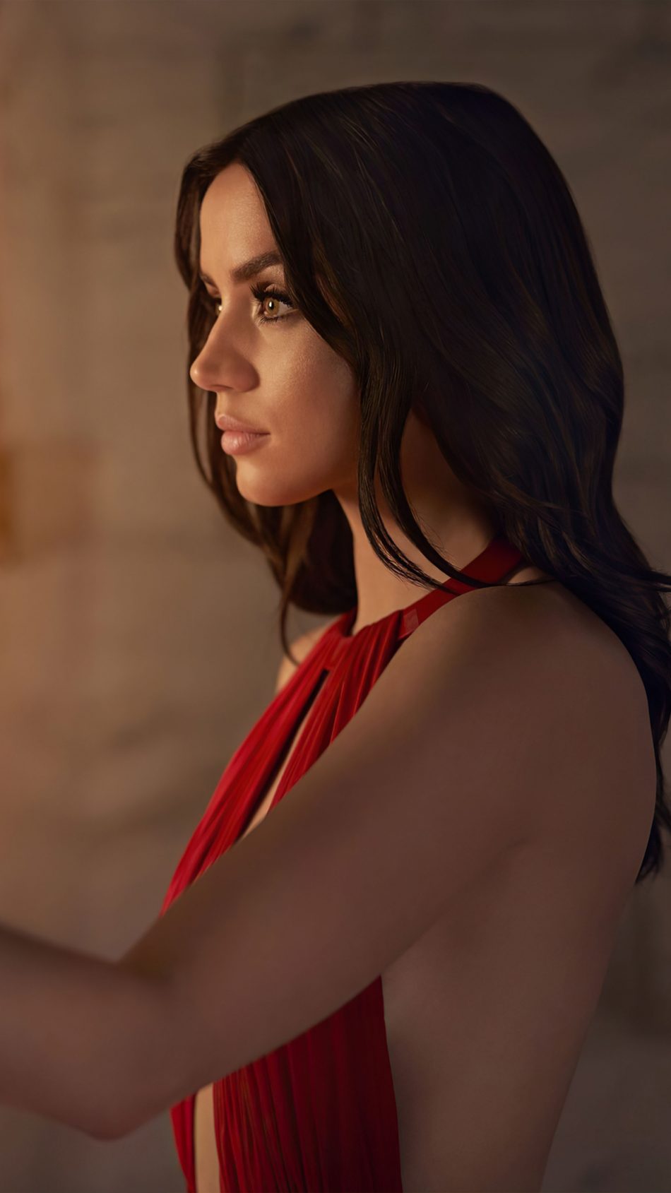 Ana de Armas In Red Dress Photoshoot 4K Ultra HD Mobile Wallpaper