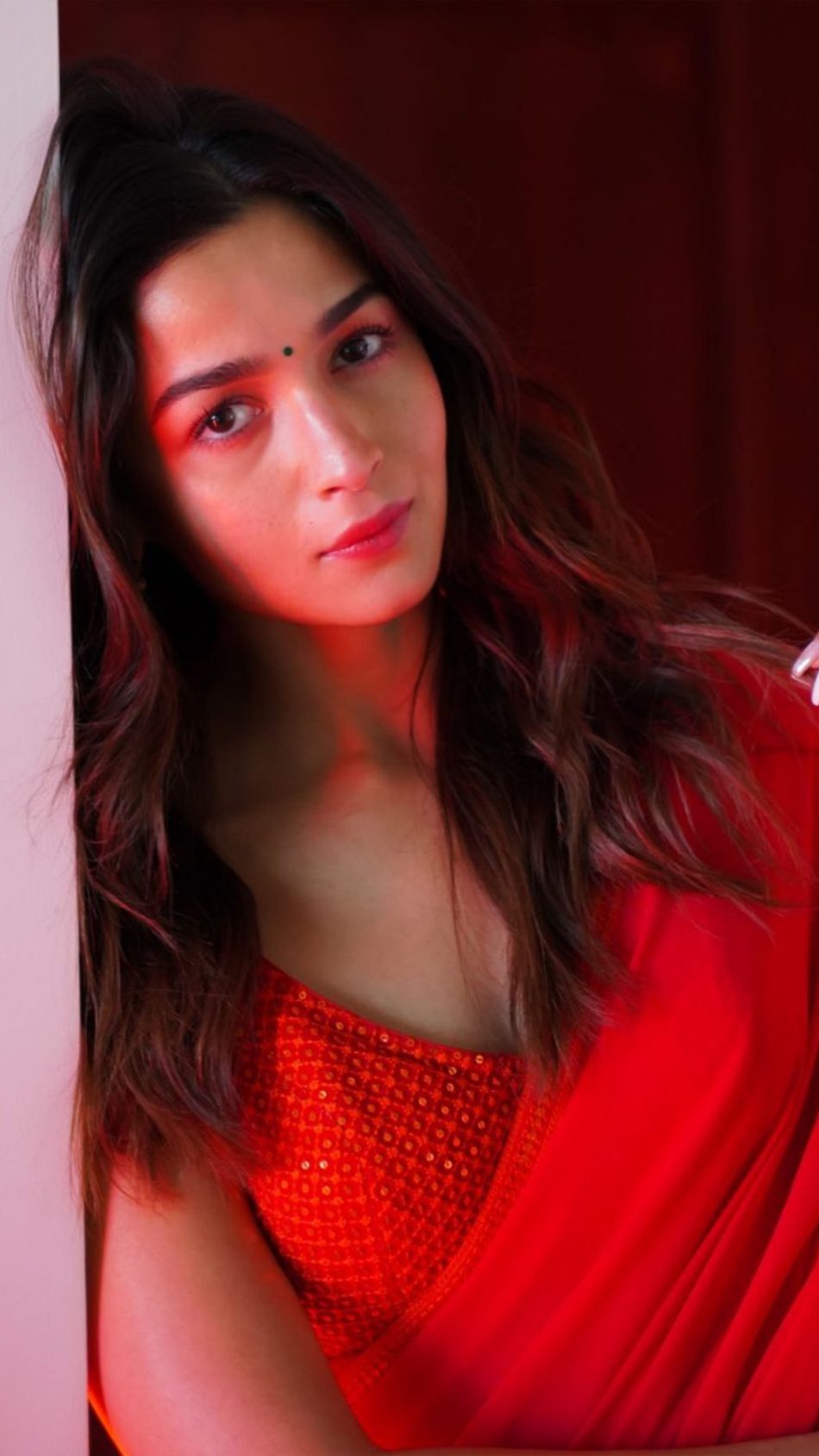 Actress Alia Bhatt In Red Dress 4K Ultra HD Mobile Wallpaper