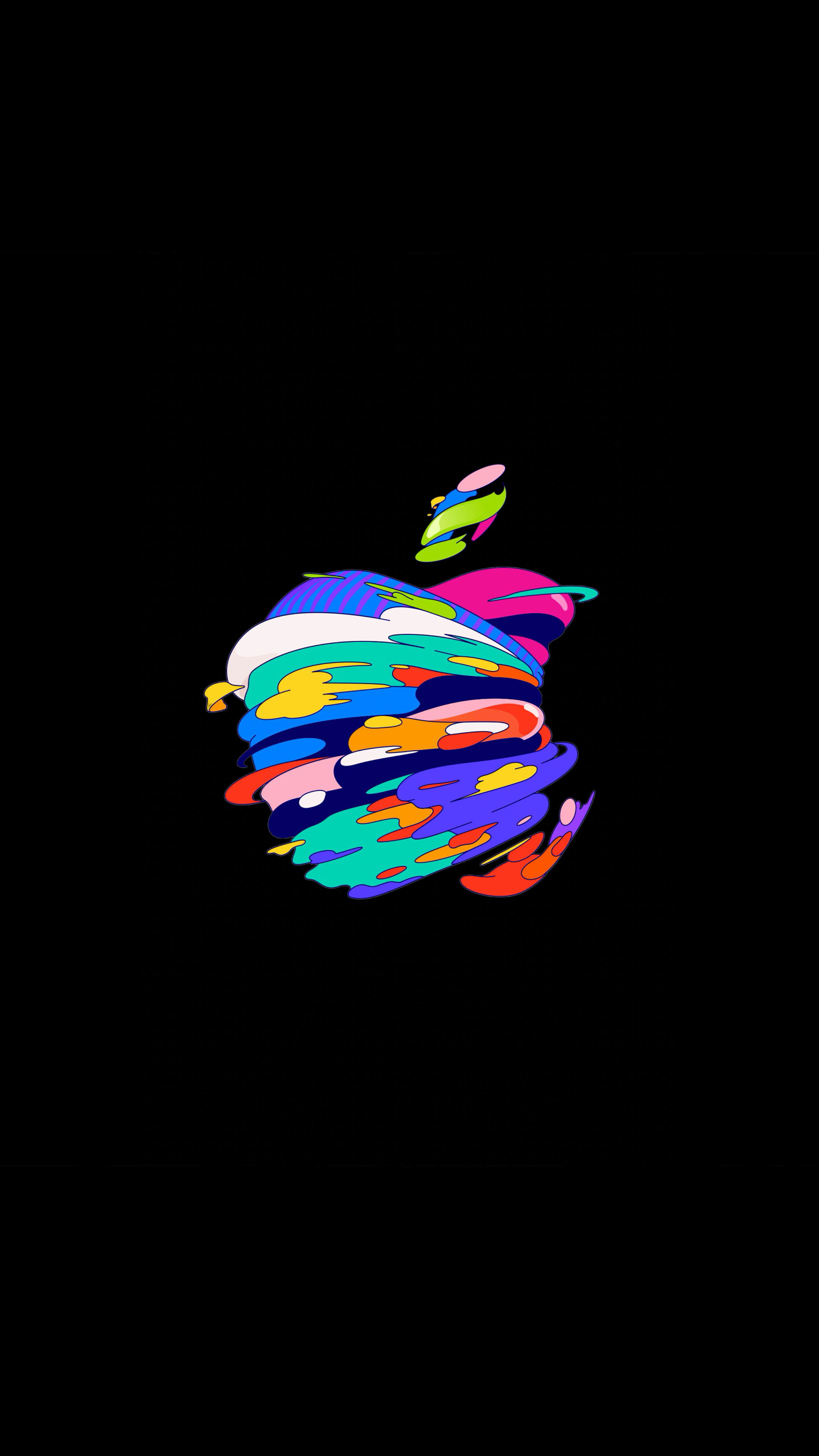 Colorful Apple Logo Dark Background 4K Ultra HD Mobile Wallpaper