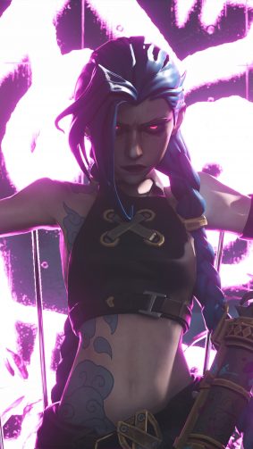 Jinx League of Legends Purple Eye 4K Ultra HD Mobile Wallpaper