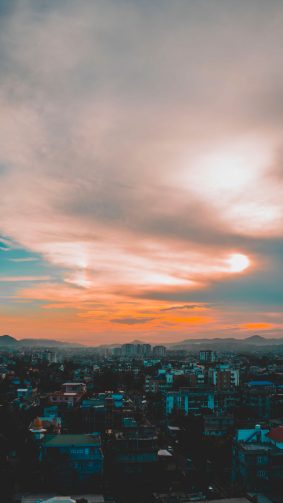 Cityscape Evening Clouds Sky 4K Ultra HD Mobile Wallpaper