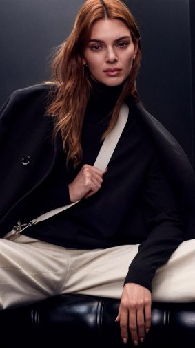 Beautiful Model Kendall Jenner In Black Overcoat 4K Ultra HD Mobile Wallpaper