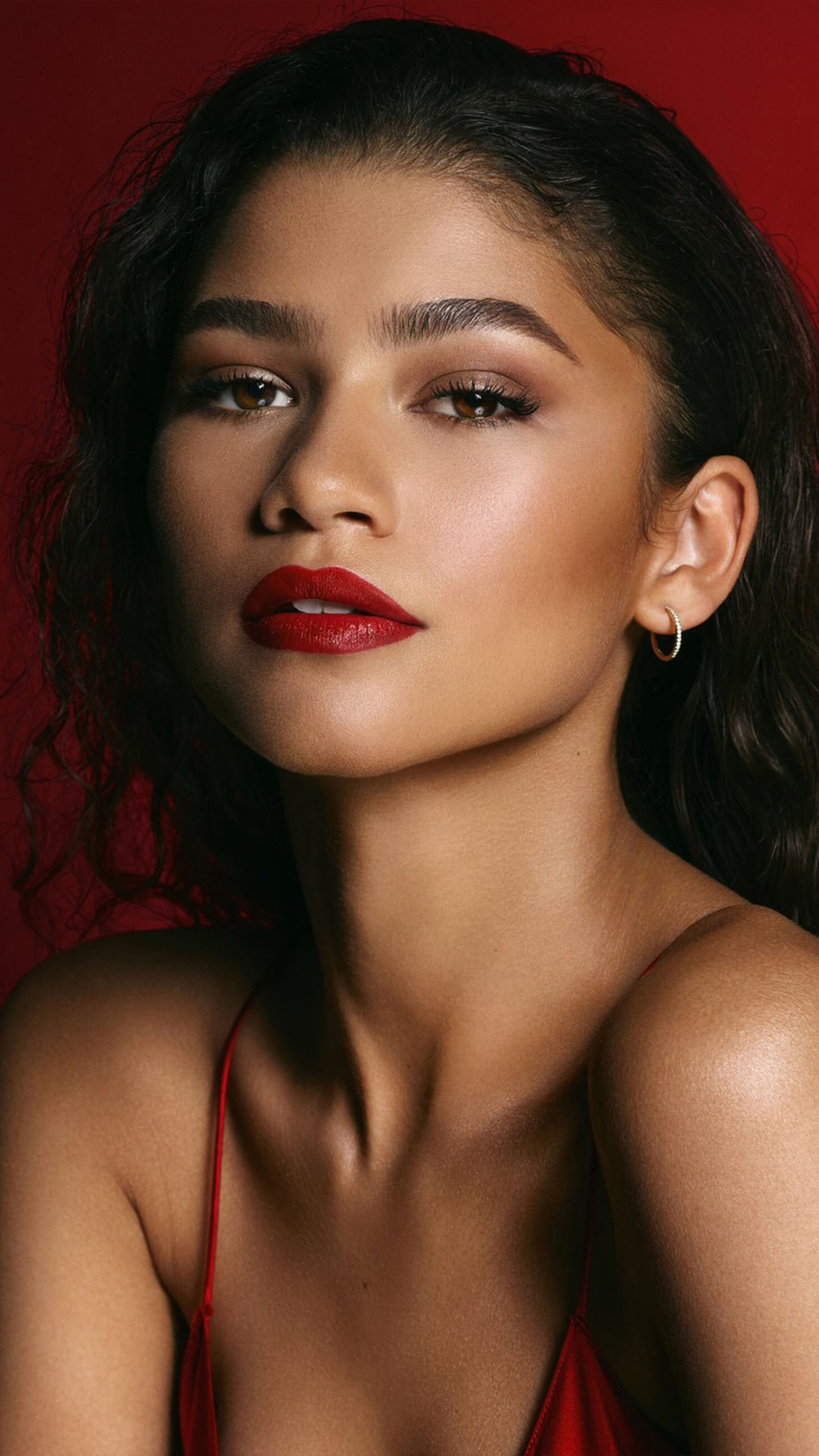 Beautiful Zendaya Stunning Look In Red Dress 4K Ultra HD Mobile Wallpaper