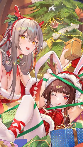 Anime Girls Christmas Tree Decorations 4K Ultra HD Mobile Wallpaper