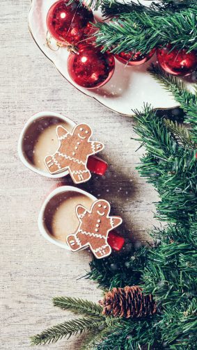 Christmas Decorations Coffee Cookies 4K Ultra HD Mobile Wallpaper