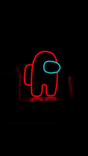 Among Us Game Neon Lights Dark Background 4K Ultra HD Mobile Wallpaper