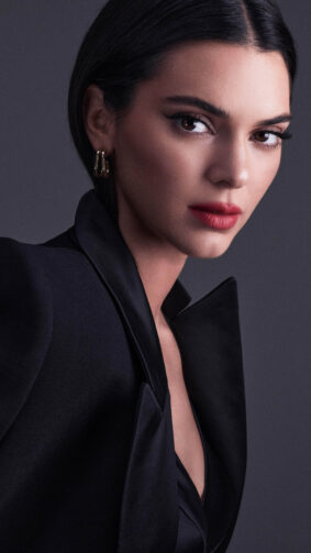 Kendall Jenner In Black Dress Dark Background 2023 Photoshoot 4K Ultra HD Mobile Wallpaper