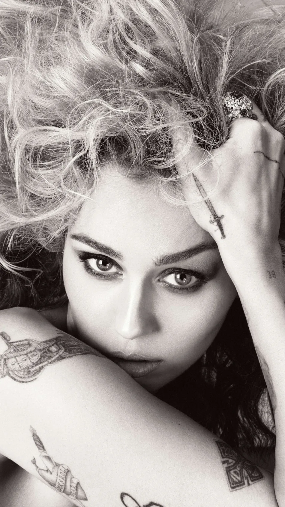 Miley Cyrus 2023 Monochrome Photoshoot Hand Tattoo