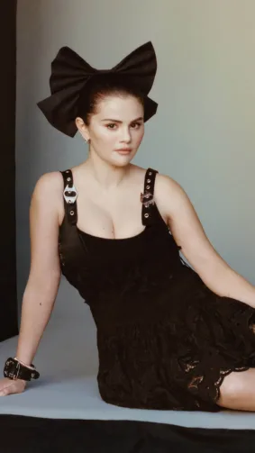 Selena Gomez In Black Dress Vogue Japan 2024 Photoshoot 4K Ultra HD Mobile Wallpaper