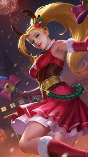 Karina Christmas Carnival Mobile Legends Hero 4K Ultra HD Mobile Wallpaper